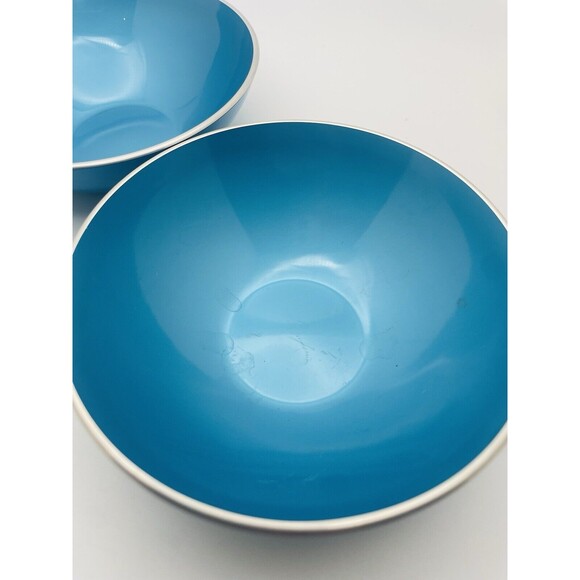 Emalox Norway Enamel Anodized Aluminum Bowls MCM 4in NEW Set of 2 Blue - Picture 3 of 5